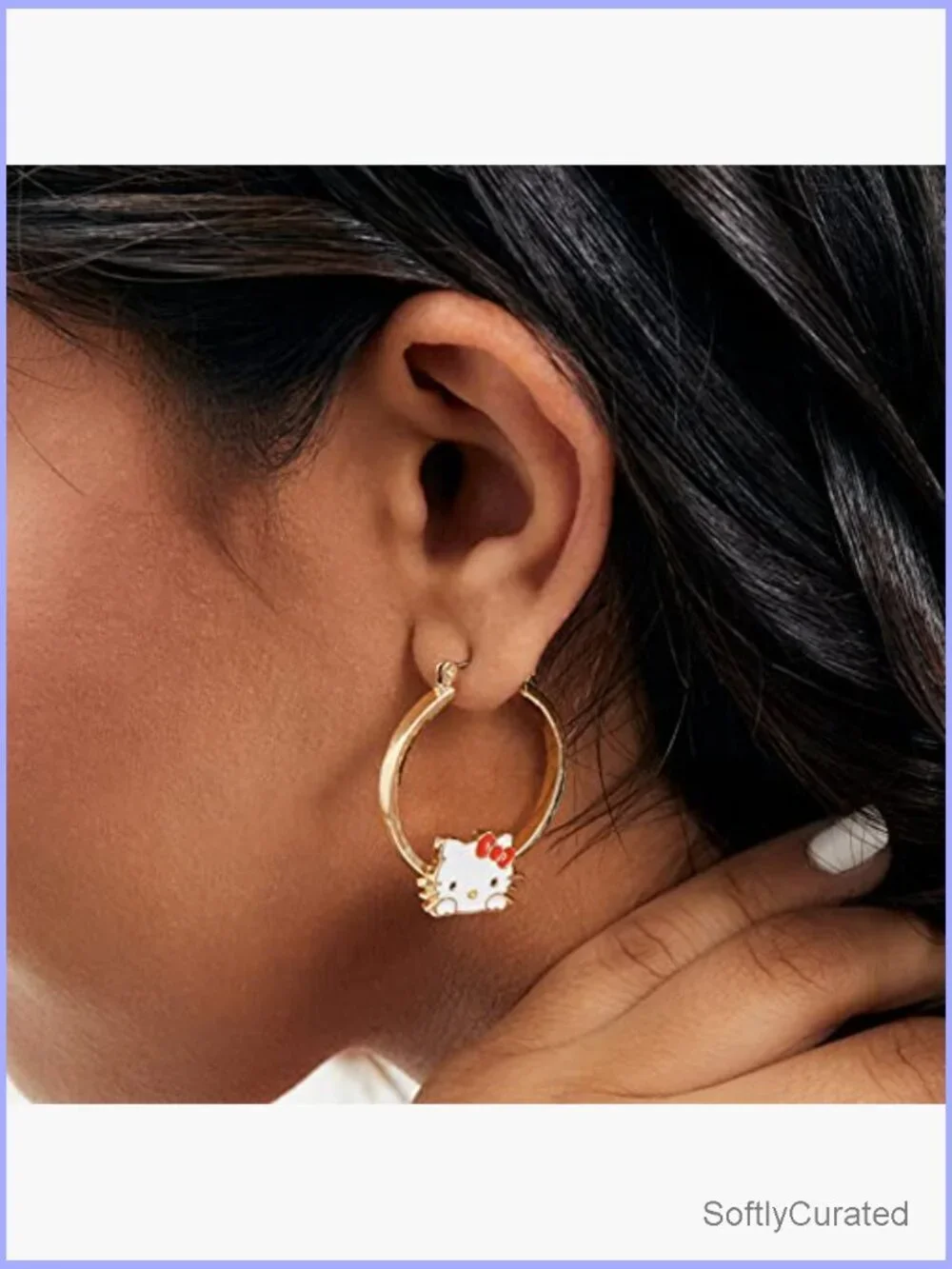 Hello Kitty Hoop Earrings Official Licensed Gold Tone Enamel Sanrio